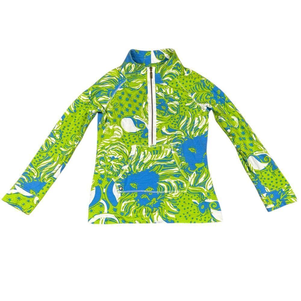 Lilly Pulitzer Skipper Popover Pullover Green Blue Print Size Small - Picture 2 of 9